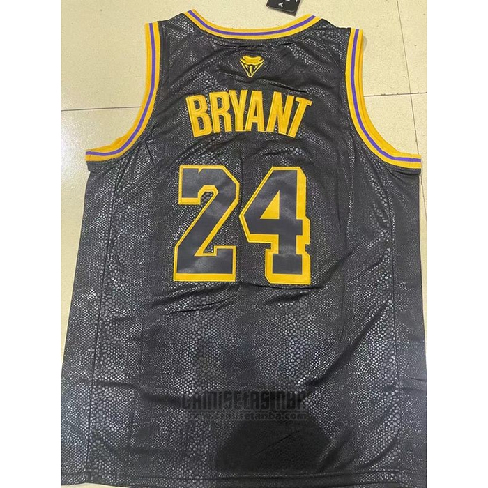 Camiseta Los Angeles Lakers Kobe Bryant #24 Black Mamba Snakeskin Negro